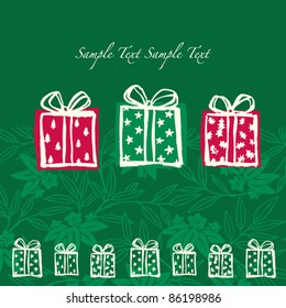 Vector Christmas presents greeting card