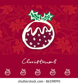 Vector Christmas pudding greeting card