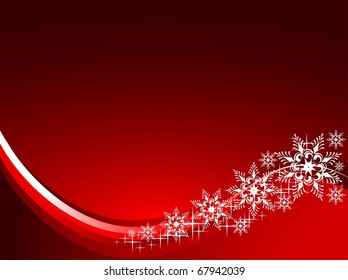 Vector christmas red background with snowflakes