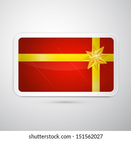 Vector Christmas Red Gift Card Isolated on Grey Background