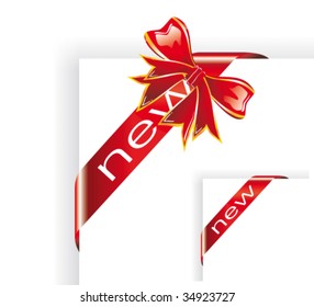 VECTOR Christmas Red "New" Tag with Shiny ribbbon