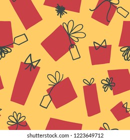 Vector Christmas Red Presents with Ribbons. Great for scrapbooking, fabric, gift wrap