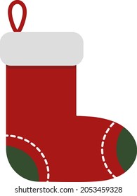 Vector Christmas red Santa Claus isolated sock - holiday icon. illustration of the symbol of Christmas clothes. the symbol of a happy sign