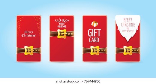 vector christmas red vertical banners set. christmas vertical background collection with santa claus golden belt and beard . xmas greeting card