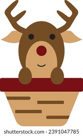 reno de navidad vectorial saliendo de la caja