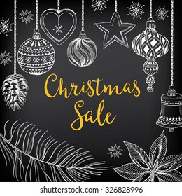 Vector christmas restaurant brochure, menu design. Vector holiday template with xmas hand-drawn graphic. Happy New Year invitation flyer.