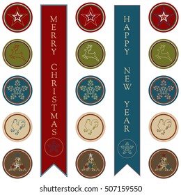 Vector Christmas retro badges 