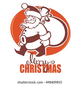 vector Christmas retro greeting card template design with image of Santa Claus and place for text