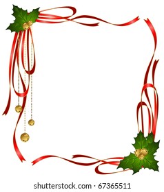 Vector christmas ribbons decorated frame