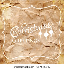 Vector Christmas ribbons, old dirty paper textures and vintage new year labels. Elements for Xmas design: balls, sweet, bells, mistletoe, fur-tree branches, snowman, gingerbread, stars and bow.