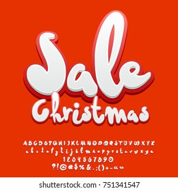 Vector Christmas Sale Banner. Bright Alphabet Letters,Symbols And Numbers.