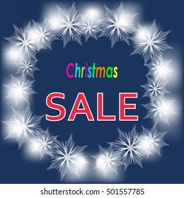 vector of christmas sale banner with snowflakes