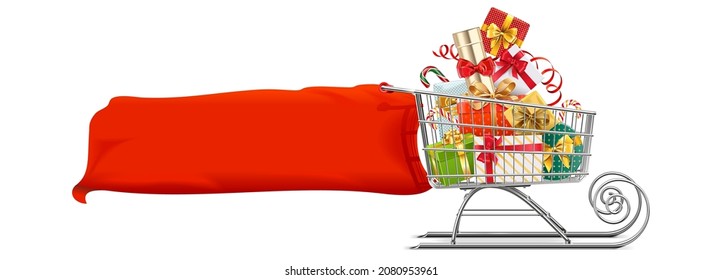 Vector Christmas Sale Concept with Red Banner isolated on white background