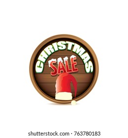 vector christmas sale label.  Red Santa hat with special sale sign tag isolated on white background. vector merry christmas sale sticker, banner design template or background.