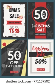 Vector Christmas Sale Leaflet Set