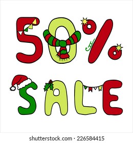 vector Christmas sale symbol for 50 % discount