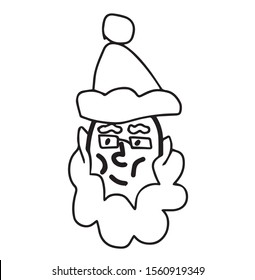 Vector Christmas Santa Claus.Scandinavian style.Doodle black sketch line illustration.Design for backgrounds, web and coloring.