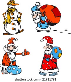 vector christmas santa set
