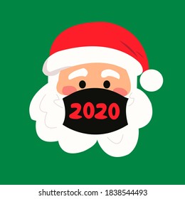 un vector de navidad santa con máscara facial en 2020