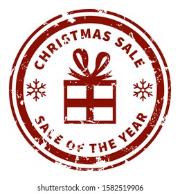Vector Christmas Seal Stamp with Gift Box Icon