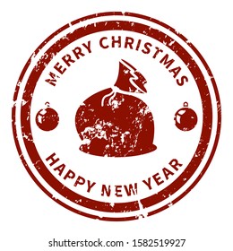 Vector Christmas Seal Stamp With Gift Bag