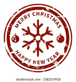 Vector Christmas Seal Stamp with Snowflake Icon