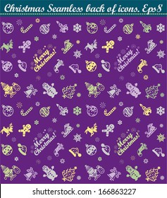 Vector Christmas seamless background of holiday icons. Eps8.