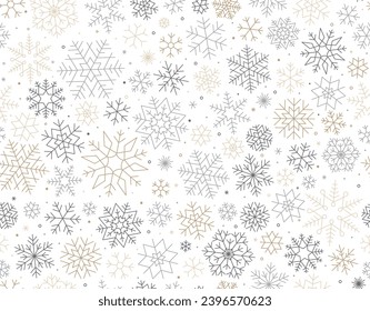 Vector christmas seamless background with Snowflakes. White background.