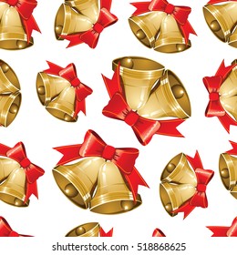 Vector Christmas seamless pattern with bells decorations
