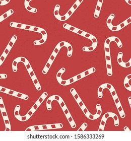 Vector Christmas Seamless Pattern of Candy Cane Sweets