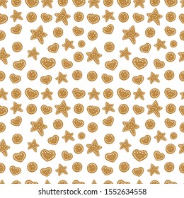 Vector Christmas seamless pattern with cookies in Scandinavian style. Perfect for invitation, wrapping paper and Christmas decoration.