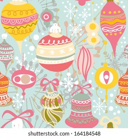Vector Christmas seamless pattern in cute colors.