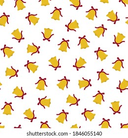 Vector christmas seamless pattern - festive design. Bright abstract background with xmas bells. Trendy festive print