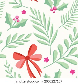 Patrón transparente de Navidad vectorial. Ilustración de feriados de invierno dibujada a mano. Textura de repetición de moda para la impresión de moda, papel pintado o tela.