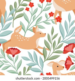 Vector Christmas seamless pattern. Hand drawn winter holiday illustration. Trendy repeat texture for fashion print, wallpaper or fabric.