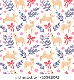 Vector Christmas seamless pattern. Hand drawn winter holiday illustration. Trendy repeat texture for fashion print, wallpaper or fabric.