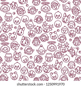 vector christmas seamless pattern line paper art