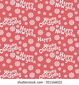Vector Christmas seamless pattern. Merry Christmas and Happy New Year lettering greeting card 2016. Vector vintage background. 