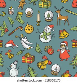 Vector Christmas seamless pattern, and New Year elements vintage style