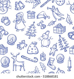 Vector Christmas seamless pattern, and New Year elements vintage style