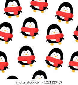 vector christmas seamless pattern with penguin. Suitable for fabric, paper, packaging, decor and design