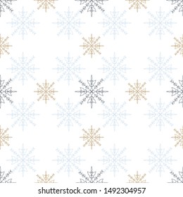 Vector Christmas seamless pattern with snowflakes for packaging, wallpaper illustration