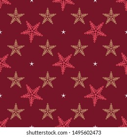 Vector Christmas seamless pattern with snowflakes for packaging, wallpaper illustration.