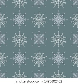 Vector Christmas seamless pattern with snowflakes for packaging, wallpaper illustration.
