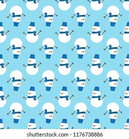 Vector Christmas seamless pattern. Seamless pattern with snowman. 