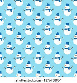 Vector Christmas seamless pattern. Seamless pattern with snowman. 