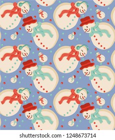 vector Christmas seamless pattern with snowman on light background