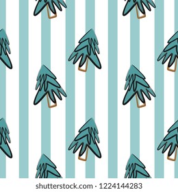 Vector christmas seamless pattern with tree winter style illustration background for print and wrapping.