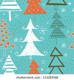 Vector Christmas seamless pattern with christmas trees