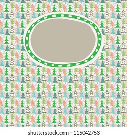 Vector christmas seamless pattern with christmas trees and place for text